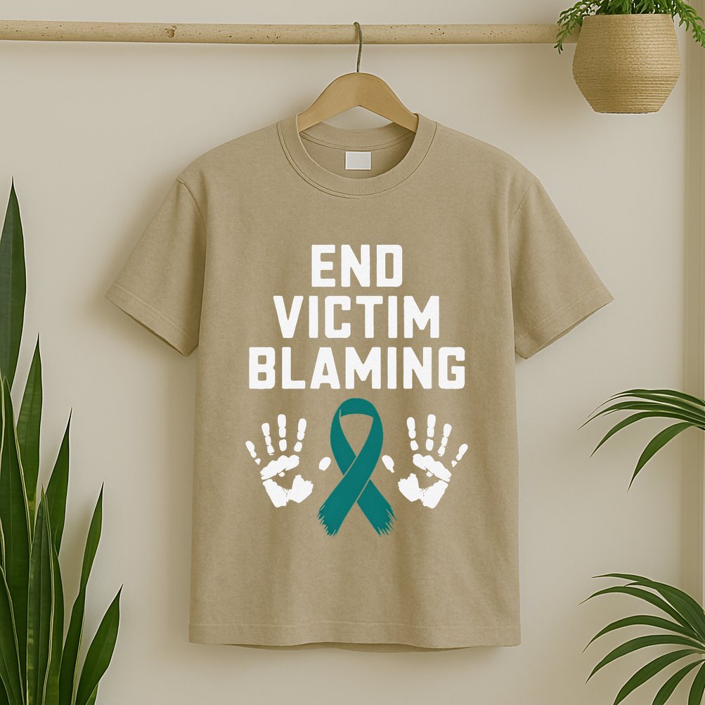 End Victim Blaming Funny Sexual Assault Awareness Month T-Shirt
