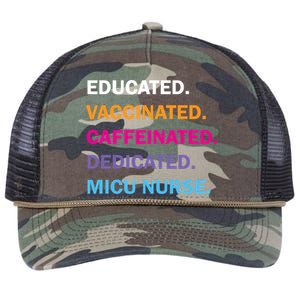 Educated Vaccinated Caffeinated Dedicated Micu Icu Nurse Rn Gift Retro Rope Trucker Hat Cap