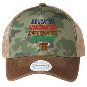 Educated Vaccinated Caffeinated Dedicated Funny Coffee Nurse Meaningful Gift Legacy Tie Dye Trucker Hat