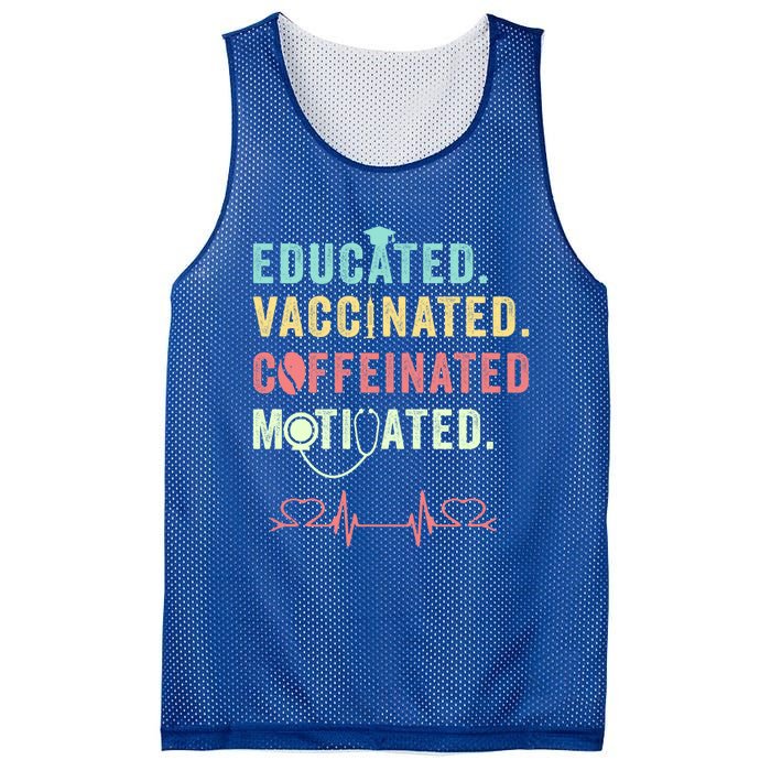 Educated Vaccinated Caffeinated Motivated Coffee Nurse Lover Gift Mesh Reversible Basketball Jersey Tank