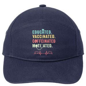 Educated Vaccinated Caffeinated Motivated Coffee Nurse Lover Gift 7-Panel Snapback Hat