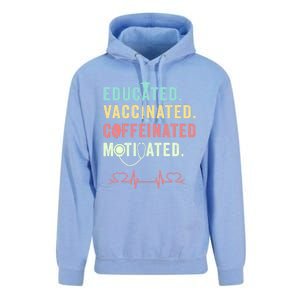 Educated Vaccinated Caffeinated Motivated Coffee Nurse Lover Gift Unisex Surf Hoodie