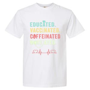 Educated Vaccinated Caffeinated Motivated Coffee Nurse Lover Gift Garment-Dyed Heavyweight T-Shirt