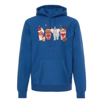 Elephant Valentines Day Safari Animal And Coffee Lovers Gift Premium Hoodie