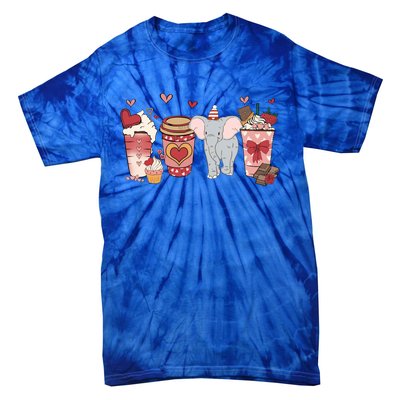 Elephant Valentines Day Safari Animal And Coffee Lovers Gift Tie-Dye T-Shirt