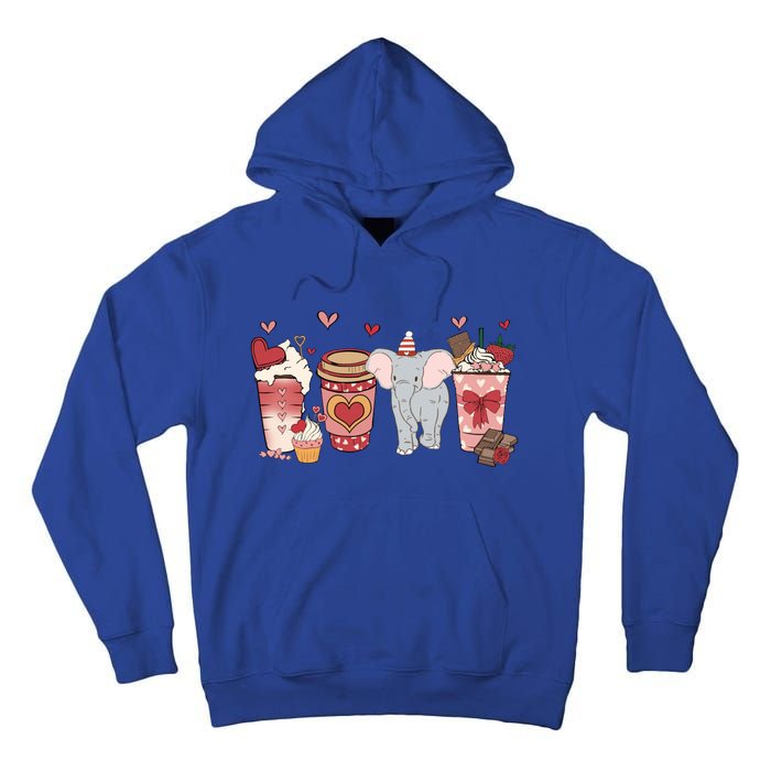 Elephant Valentines Day Safari Animal And Coffee Lovers Gift Tall Hoodie