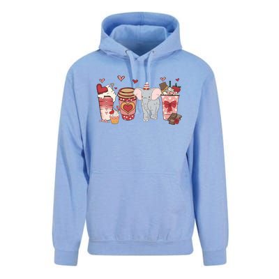 Elephant Valentines Day Safari Animal And Coffee Lovers Gift Unisex Surf Hoodie