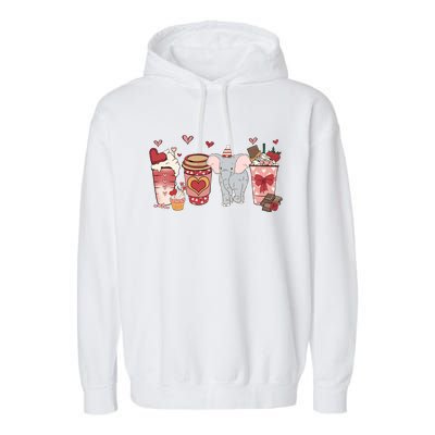 Elephant Valentines Day Safari Animal And Coffee Lovers Gift Garment-Dyed Fleece Hoodie