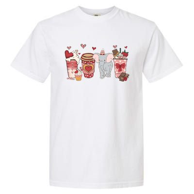 Elephant Valentines Day Safari Animal And Coffee Lovers Gift Garment-Dyed Heavyweight T-Shirt