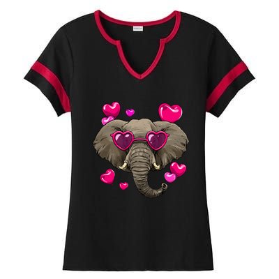 Elephant Valentines Day Zoo Safari Keeper Animal Wildlife Gift Ladies Halftime Notch Neck Tee