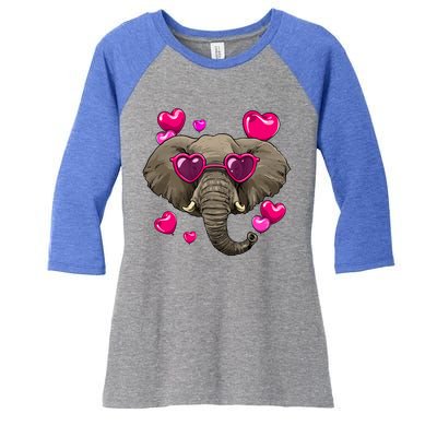 Elephant Valentines Day Zoo Safari Keeper Animal Wildlife Gift Women's Tri-Blend 3/4-Sleeve Raglan Shirt