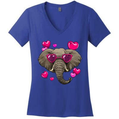 Elephant Valentines Day Zoo Safari Keeper Animal Wildlife Gift Women's V-Neck T-Shirt