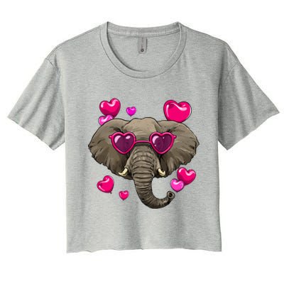 Elephant Valentines Day Zoo Safari Keeper Animal Wildlife Gift Women's Crop Top Tee