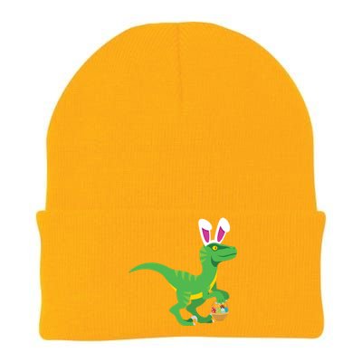 Easter Velicoraptor Dinosaur With Bunny Rabbit Ears Cool Gift Knit Cap Winter Beanie