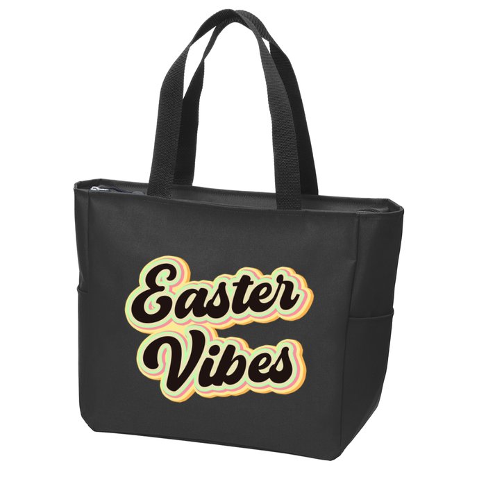 Easter Vibes Easter Mood Party Retro Zip Tote Bag