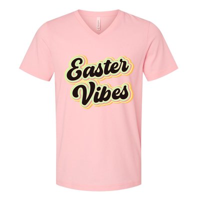 Easter Vibes Easter Mood Party Retro V-Neck T-Shirt