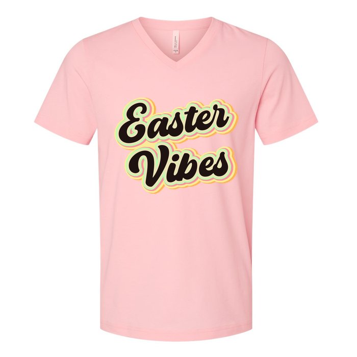 Easter Vibes Easter Mood Party Retro V-Neck T-Shirt