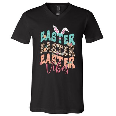 Easter Vibes Easter Bunny Funny Easter Squad Easter Day Family Matching V-Neck T-Shirt