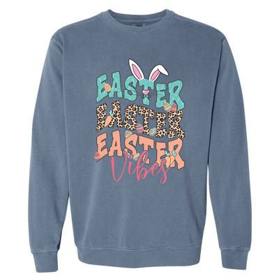 Easter Vibes Easter Bunny Funny Easter Squad Easter Day Family Matching Garment-Dyed Sweatshirt