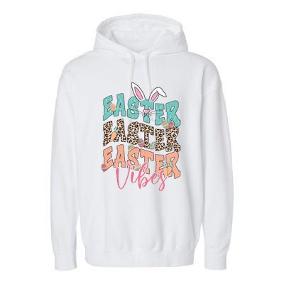 Easter Vibes Easter Bunny Funny Easter Squad Easter Day Family Matching Garment-Dyed Fleece Hoodie