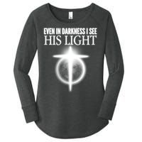 Even In Darkness I See His Light Women's Perfect Tri Tunic Long Sleeve Shirt