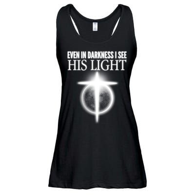 Even In Darkness I See His Light Ladies Essential Flowy Tank