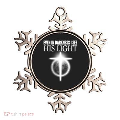 Even In Darkness I See His Light Metallic Star Ornament