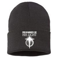 Even In Darkness I See His Light Sustainable Knit Beanie