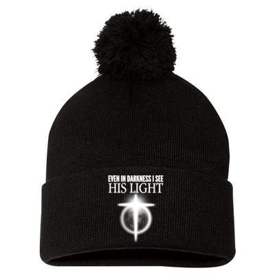 Even In Darkness I See His Light Pom Pom 12in Knit Beanie