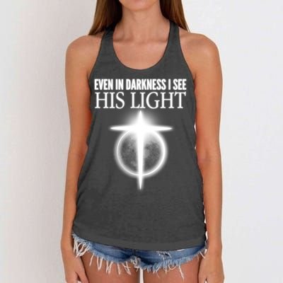 Even In Darkness I See His Light Women's Knotted Racerback Tank