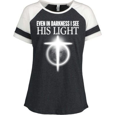 Even In Darkness I See His Light Enza Ladies Jersey Colorblock Tee