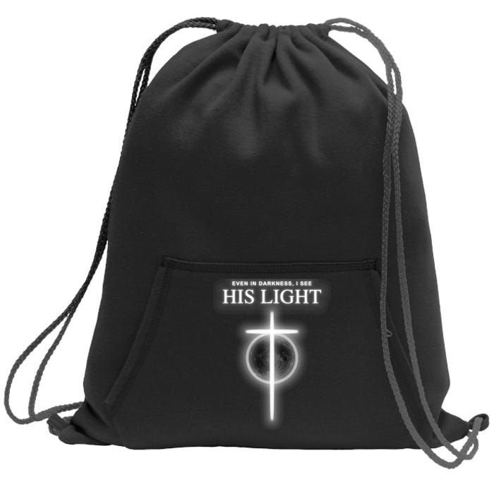 Even In The Darkness I See His Light Jesus Christian  Sweatshirt Cinch Pack Bag