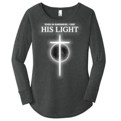 Even In The Darkness I See His Light Jesus Christian  Women's Perfect Tri Tunic Long Sleeve Shirt