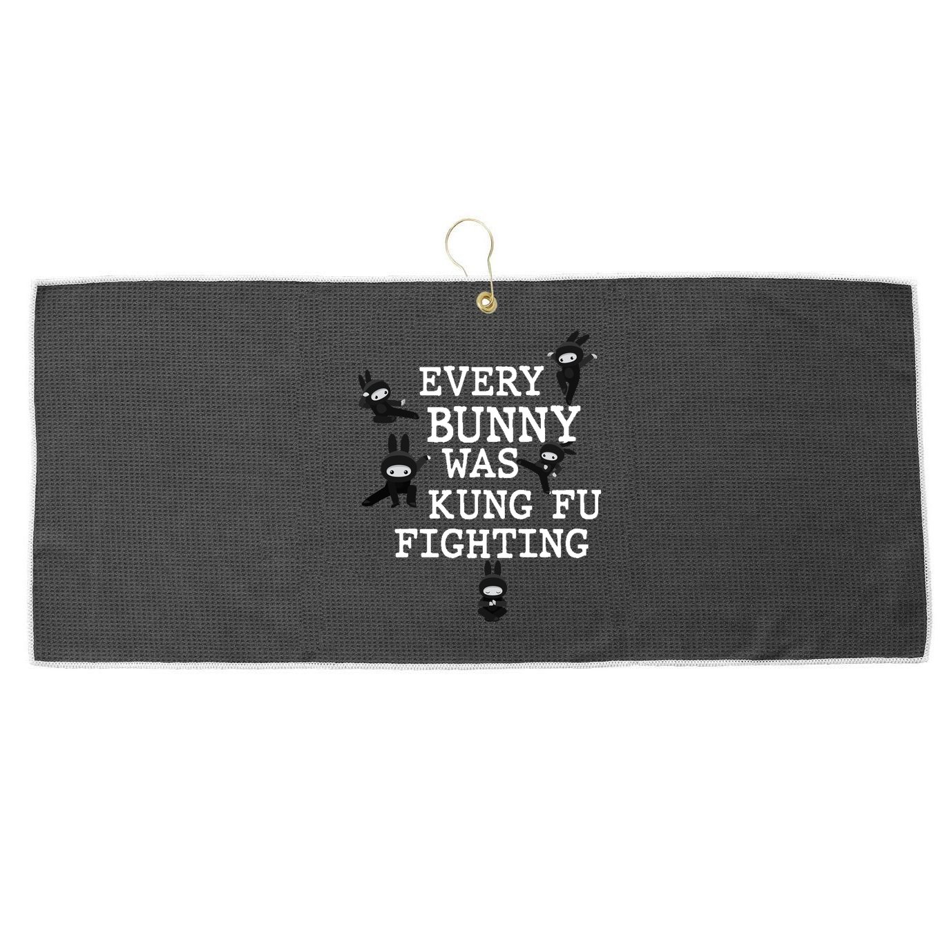 Every Bunny Was Kung Fu Fighting Large Microfiber Waffle Golf Towel