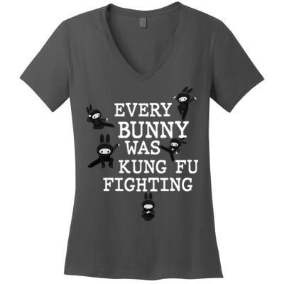 Every Bunny Was Kung Fu Fighting Women's V-Neck T-Shirt