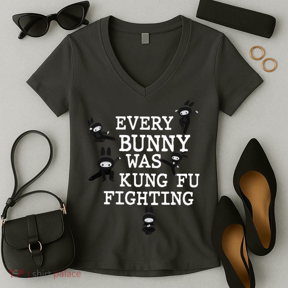 Every Bunny Was Kung Fu Fighting Women's V-Neck T-Shirt