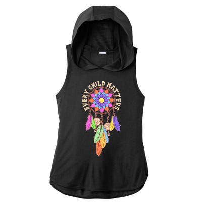 Every Child Matters Colorful Dream Catcher Ladies PosiCharge Tri-Blend Wicking Draft Hoodie Tank