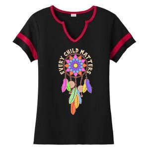 Every Child Matters Colorful Dream Catcher Ladies Halftime Notch Neck Tee