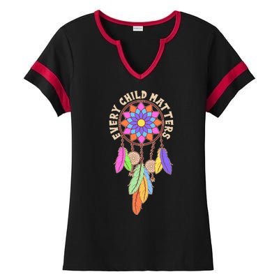 Every Child Matters Colorful Dream Catcher Ladies Halftime Notch Neck Tee