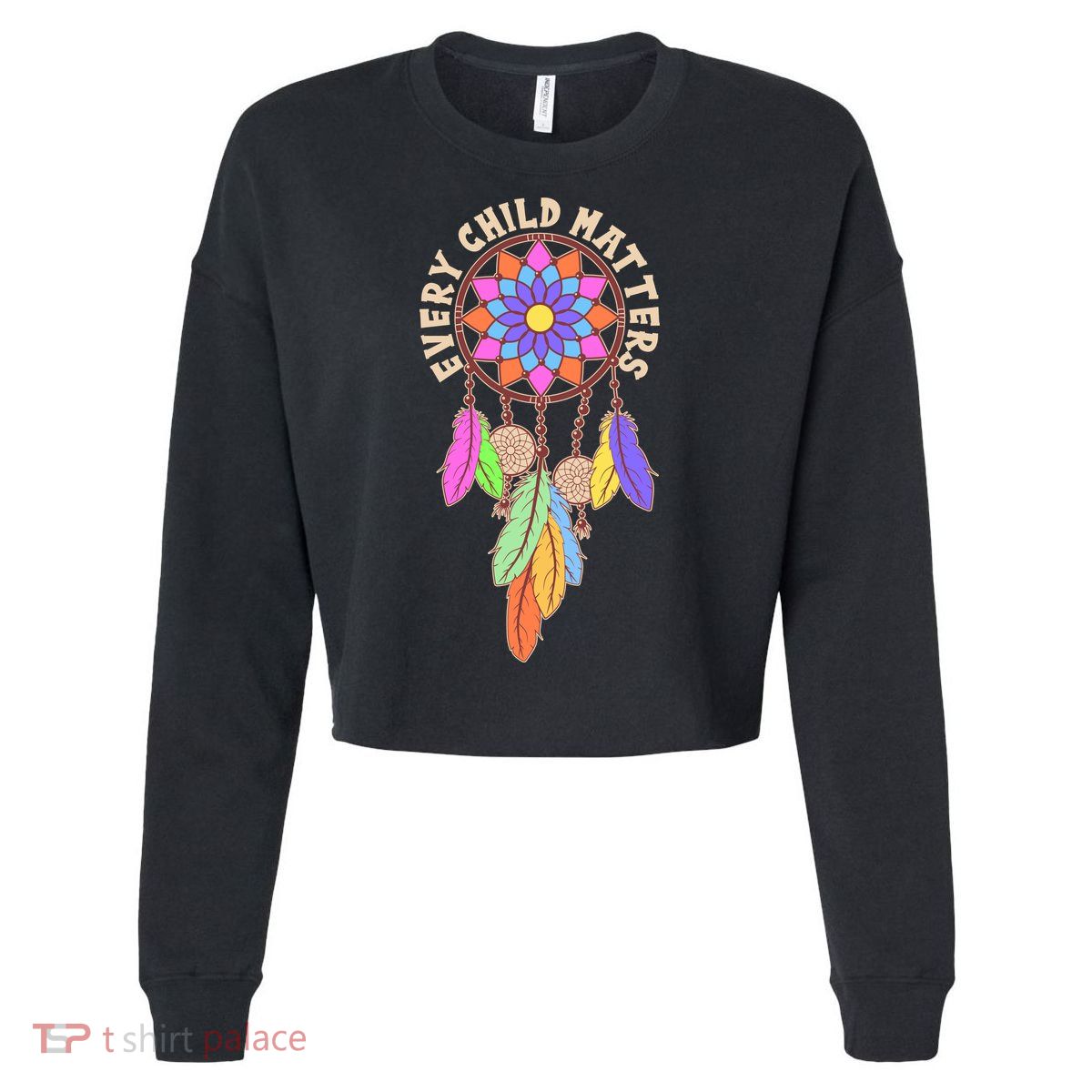 Every Child Matters Colorful Dream Catcher Cropped Pullover Crew