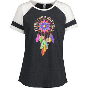 Every Child Matters Colorful Dream Catcher Enza Ladies Jersey Colorblock Tee