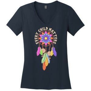 Every Child Matters Colorful Dream Catcher Women's V-Neck T-Shirt