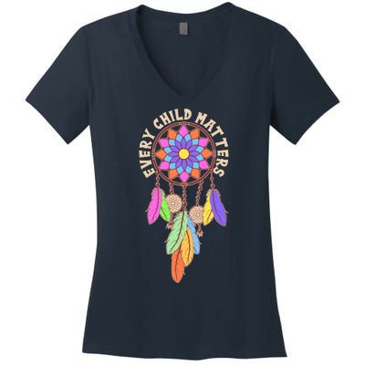 Every Child Matters Colorful Dream Catcher Women's V-Neck T-Shirt