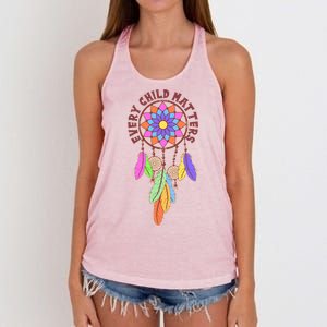 Every Child Matters Colorful Dream Catcher Women's Knotted Racerback Tank