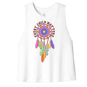 Every Child Matters Colorful Dream Catcher Women's Racerback Cropped Tank