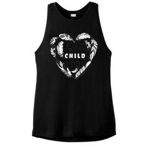 Every Child Matters Feather Heart Ladies PosiCharge Tri-Blend Wicking Tank