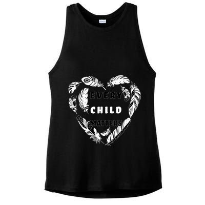 Every Child Matters Feather Heart Ladies PosiCharge Tri-Blend Wicking Tank