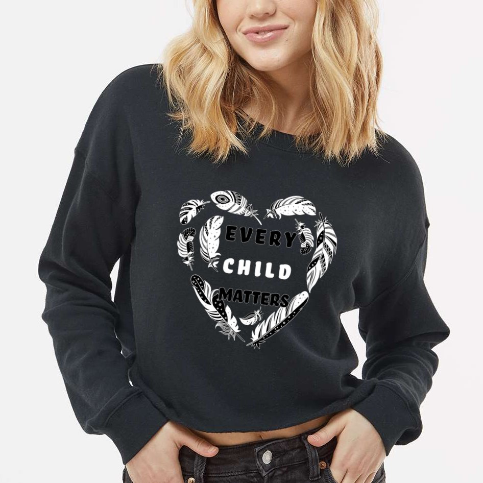 Every Child Matters Feather Heart Cropped Pullover Crew