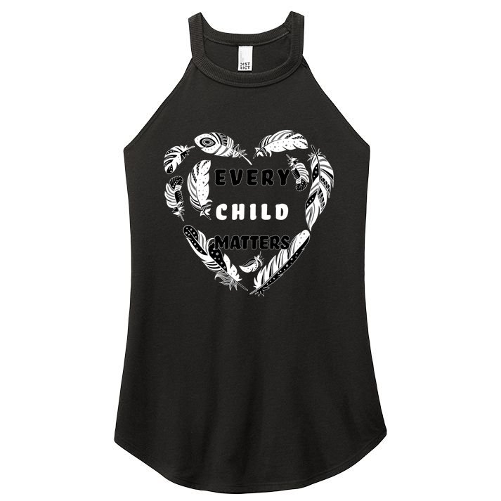 Every Child Matters Feather Heart Women's Perfect Tri Rocker Tank