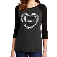 Every Child Matters Feather Heart Women's Tri-Blend 3/4-Sleeve Raglan Shirt